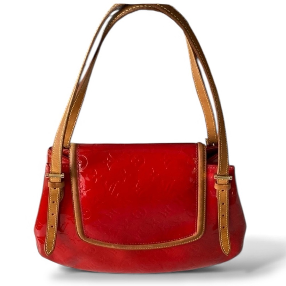 Louis Vuitton Red Monogram Vernis Biscayne Bay GM Shoulder Bag Stunning Beauty
